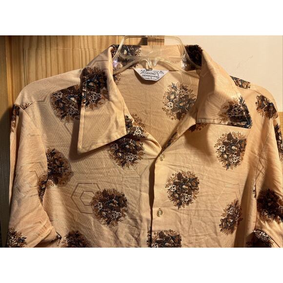 Maximo California Design Vintage Men's XL 17-17.5 Champagne Floral Button Shirt - Picture 5 of 11
